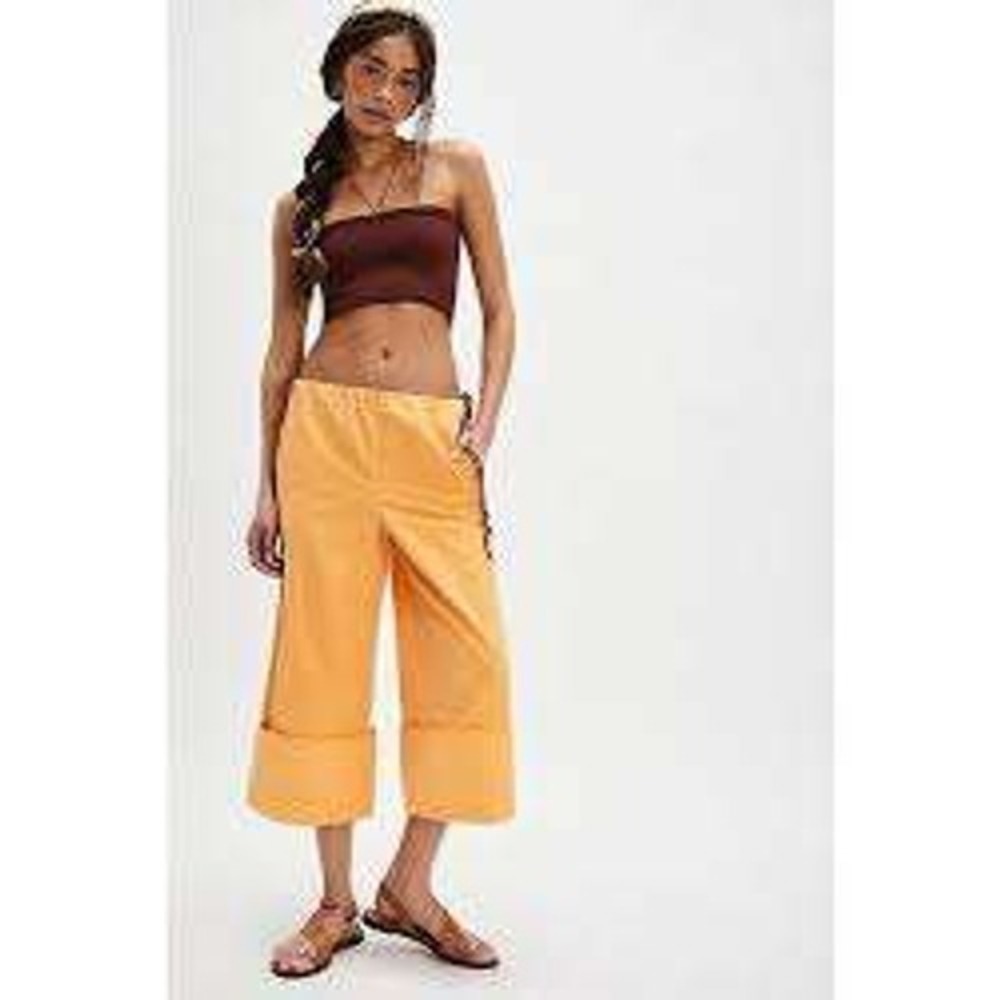 Free People Malibu Orange Wide Leg Elastic Waist Pants OB2217984 Womens XS NWT